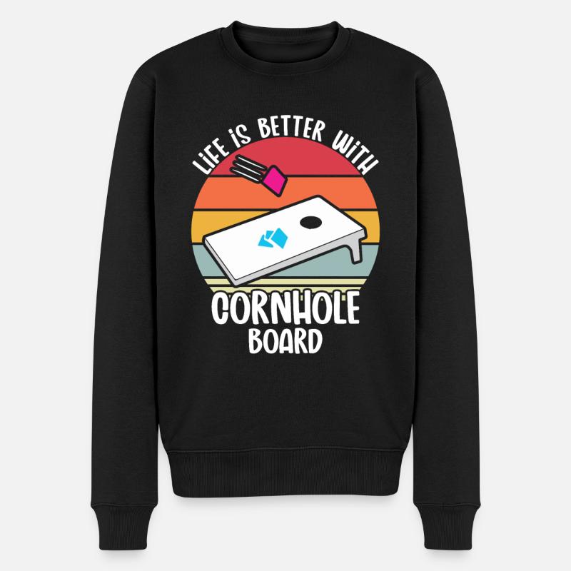 Cornhole - Männer Premium Bio Pullover - Schwarz