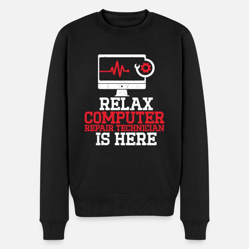 Computerreparaturtechnologie -Support -Technologie - Männer Premium Bio Pullover - Schwarz