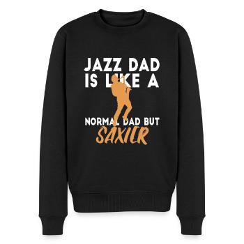 Jazz dad est comme un papa normal mais saxier - Pull Premium bio Homme - noir - Devant - Nico (187cm)