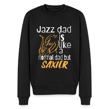 Jazz dad est comme un papa normal mais saxier - Pull Premium bio Homme - noir - Devant - Nico (187cm)
