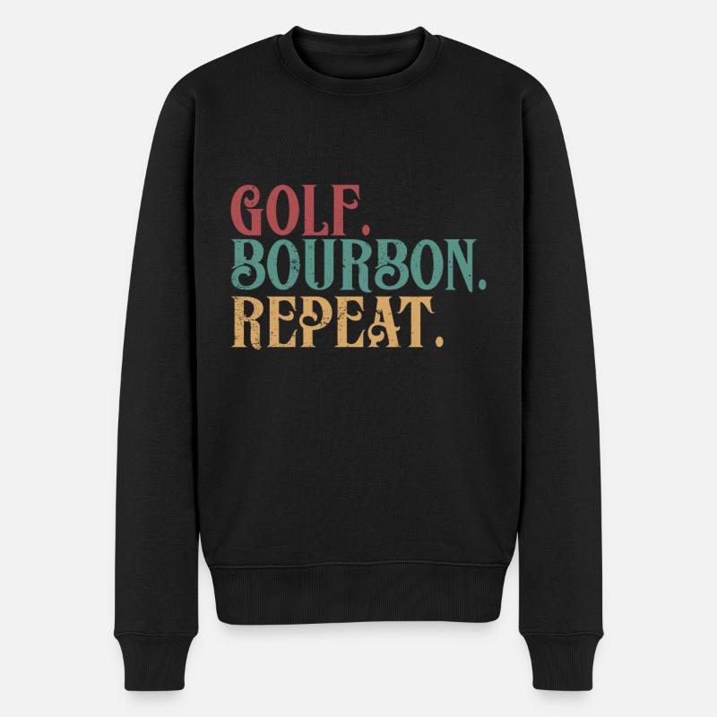 Bourbon & Golf Whikey Golfspieler Golfer - Männer Premium Bio Pullover - Schwarz