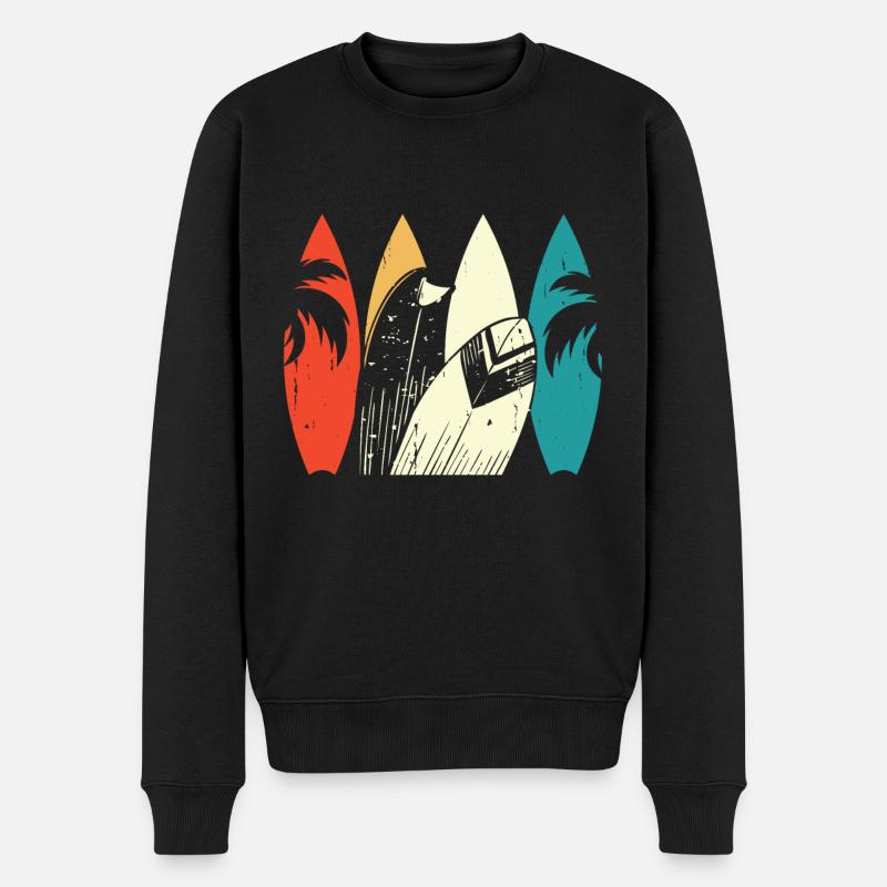 Vintage Surfer Retro Surfing Beach Surf - Männer Premium Bio Pullover - Schwarz