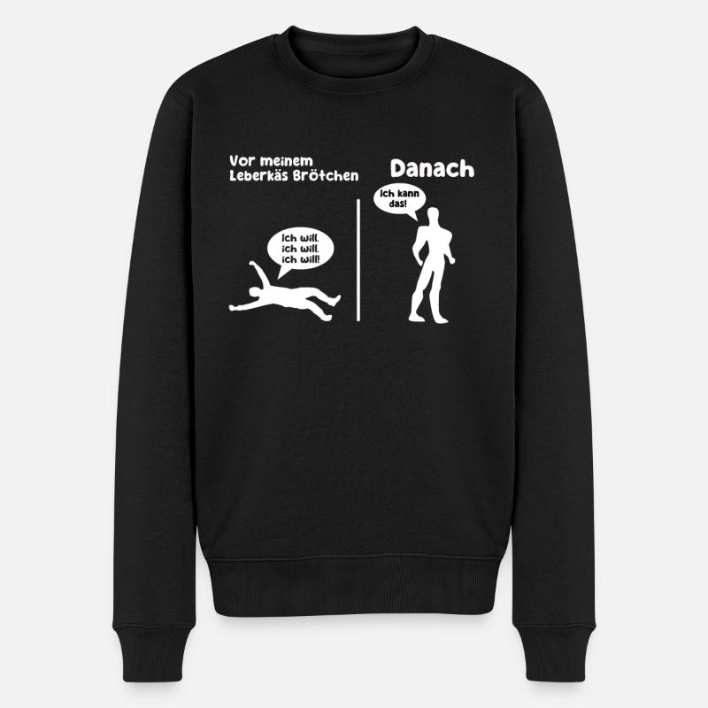 Leberkäs Brötchen - Männer Premium Bio Pullover - Schwarz