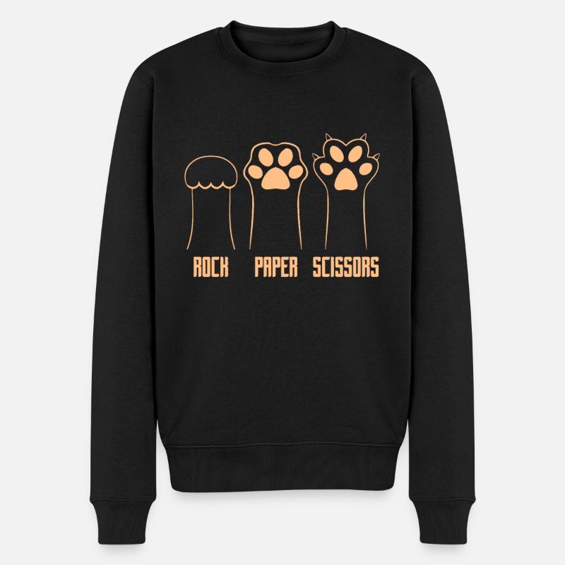 Pierre Papier Ciseaux Jeu De Main Drôle Chat Enfants - Pull Premium bio Homme - noir