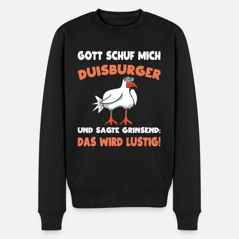 Gott mich schuf als Duisburger - Männer Premium Bio Pullover - Schwarz