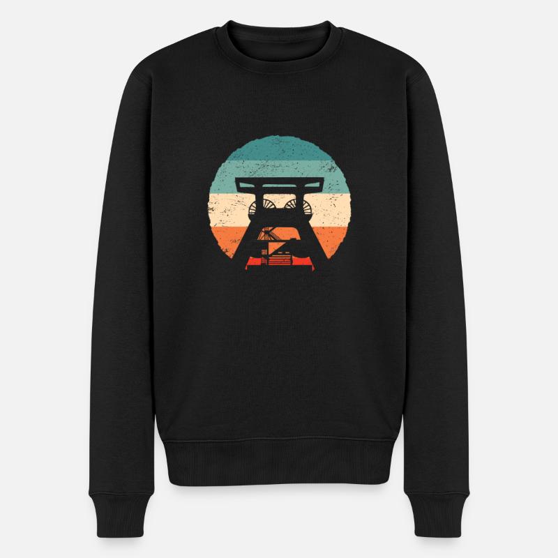 Retro Zeche Ruhrgebiet - Männer Premium Bio Pullover - Schwarz