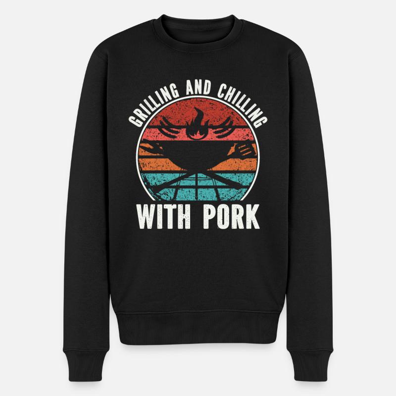 Grill Grillgrill Schweinefleisch - Männer Premium Bio Pullover - Schwarz
