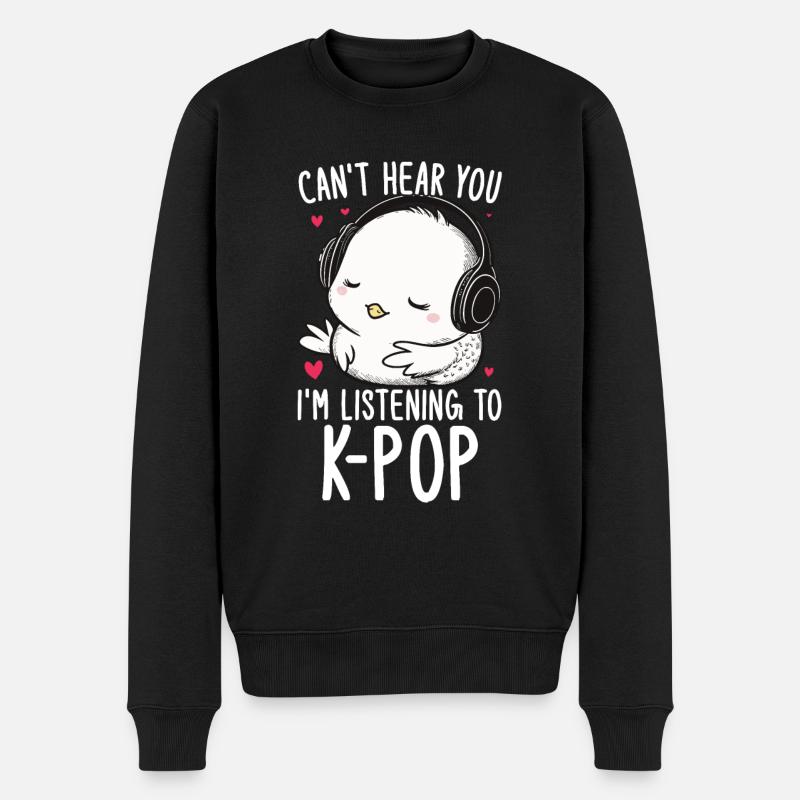 Je ne t’entends pas, j’écoute Kpop Duck K-pop - Pull Premium bio Homme - noir