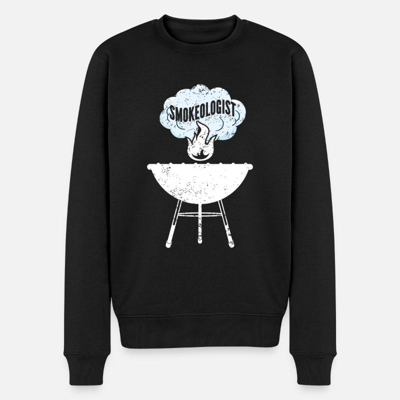 BBQ -Raucher Fleisch Grillen Lustiger - Männer Premium Bio Pullover - Schwarz