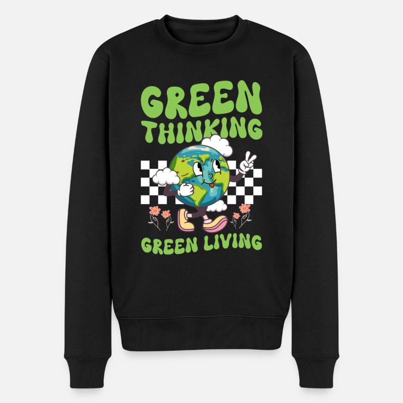 Erde Tag Groovy Hippie 70s Retro Retro - Männer Premium Bio Pullover - Schwarz