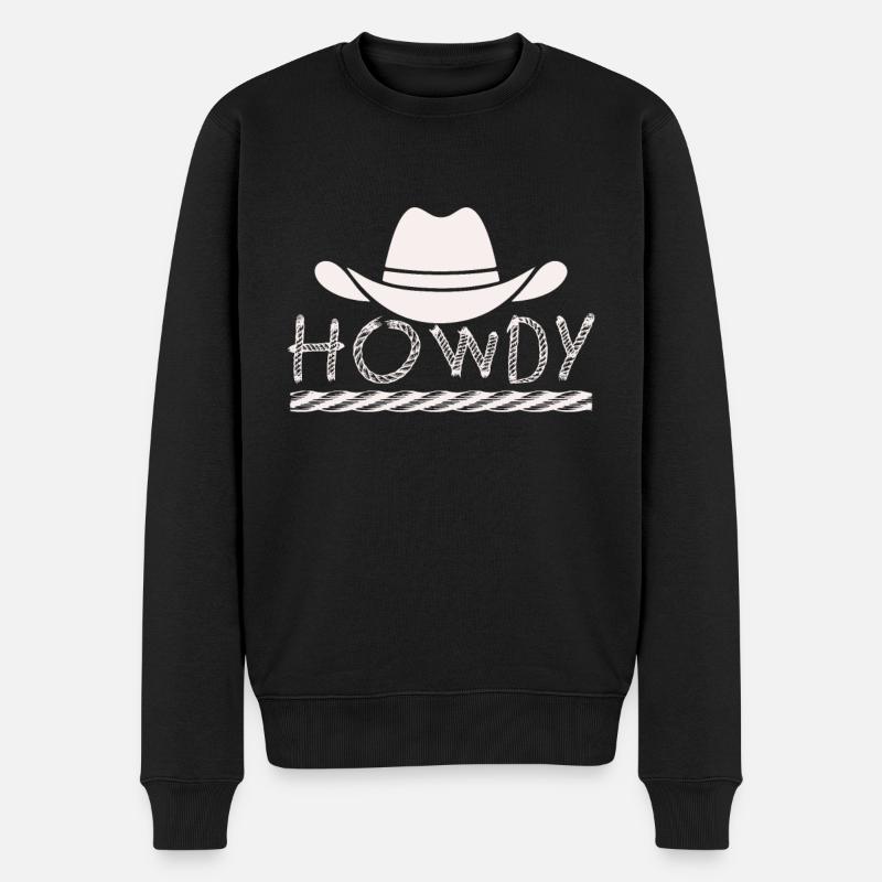 Howdy Western Country Southern Cowboy Texas - Männer Premium Bio Pullover - Schwarz