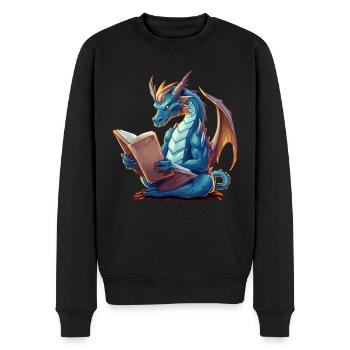 Dragons Und Bücher Nerd Dragon Liebhaber - Männer Premium Bio Pullover - Schwarz - Vorne - Nico (187cm)