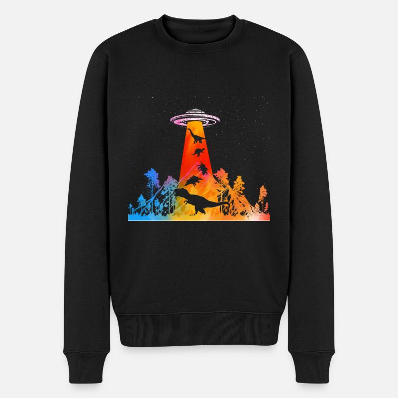 Außerirdischer Dinosaurier UFO Entführung - Männer Premium Bio Pullover - Schwarz