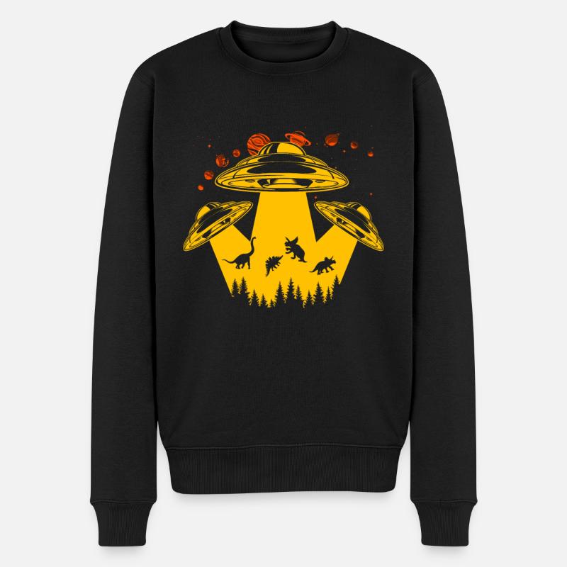 Außerirdischer Dinosaurier UFO Entführung - Männer Premium Bio Pullover - Schwarz