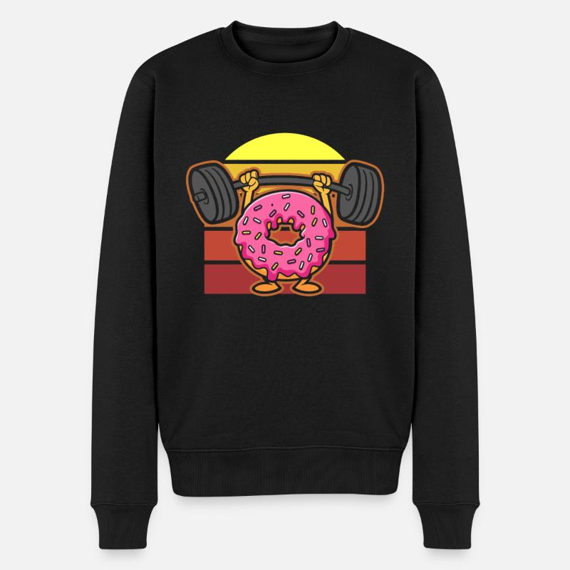 Donut PowerLifting Workout -Gewichtheber - Männer Premium Bio Pullover - Schwarz