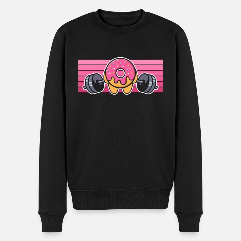 Donut PowerLifting Workout -Gewichtheber - Männer Premium Bio Pullover - Schwarz