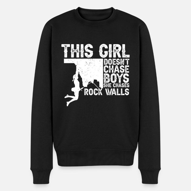 Rock Kletterer Klettern Berg - Männer Premium Bio Pullover - Schwarz