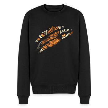 Tiger Eye Claw Safari Zoo Wildlife Tier - Männer Premium Bio Pullover - Schwarz - Vorne - Nico (187cm)