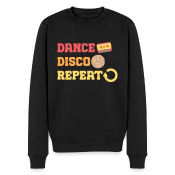 Disco Groovy Hippie 70s 80er Vintage Siebziger - Männer Premium Bio Pullover - Schwarz - Vorne - Nico (187cm)