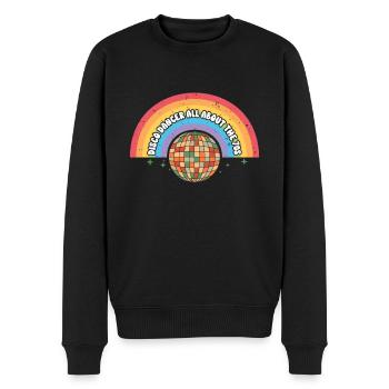 Disco Groovy Hippie 70s 80er Vintage Siebziger - Männer Premium Bio Pullover - Schwarz - Vorne - Nico (187cm)