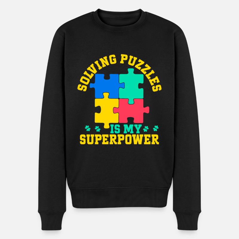 Jigsaw Puzzle Piece Puzzle Lover - Männer Premium Bio Pullover - Schwarz