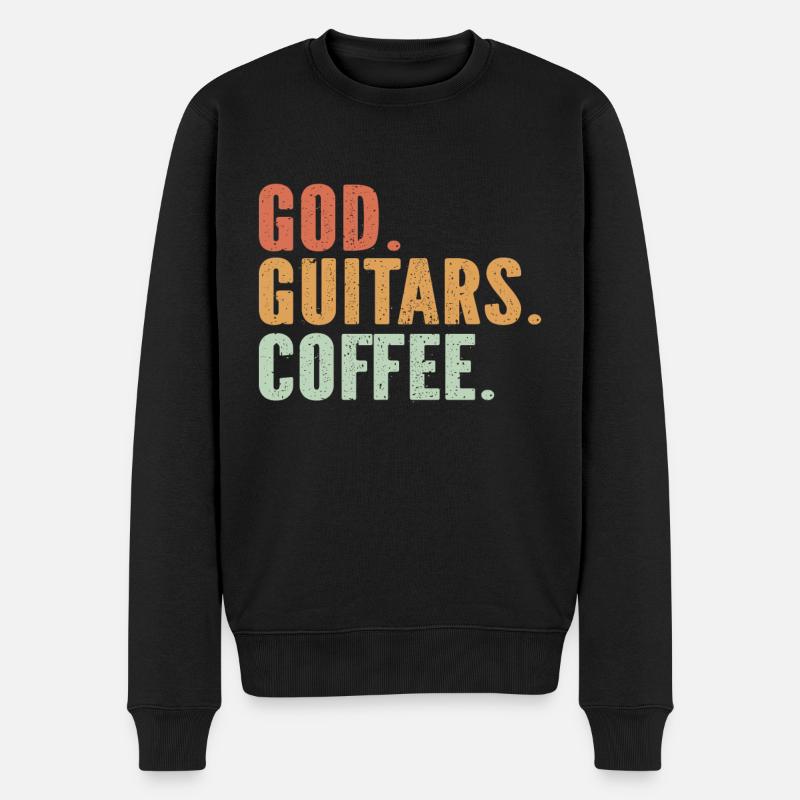 God Guitars Coffee Guitariste chrétien - Pull Premium bio Homme - noir