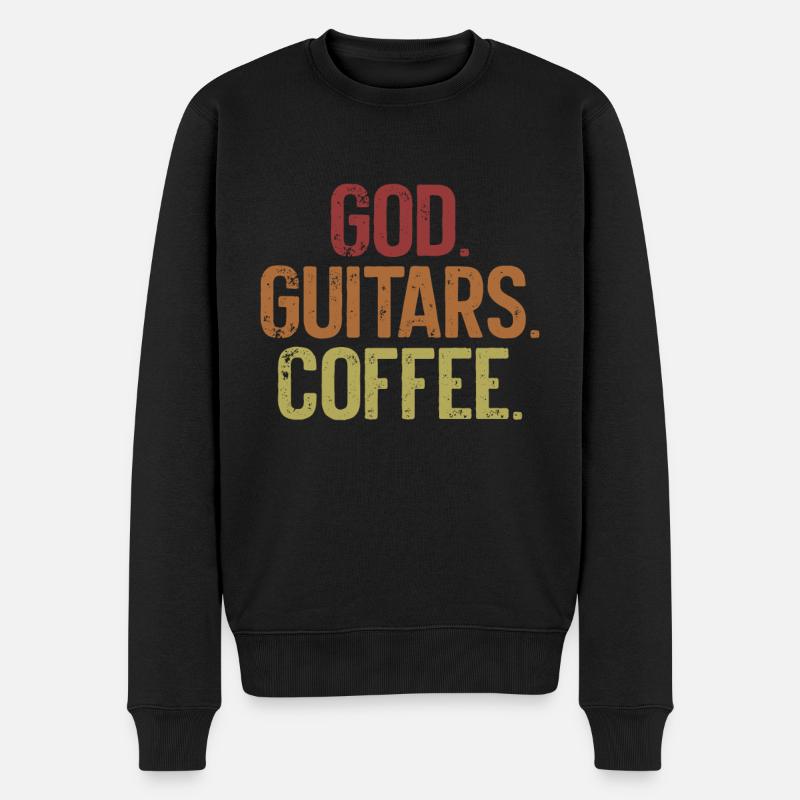 God Guitars Coffee Guitariste chrétien - Pull Premium bio Homme - noir