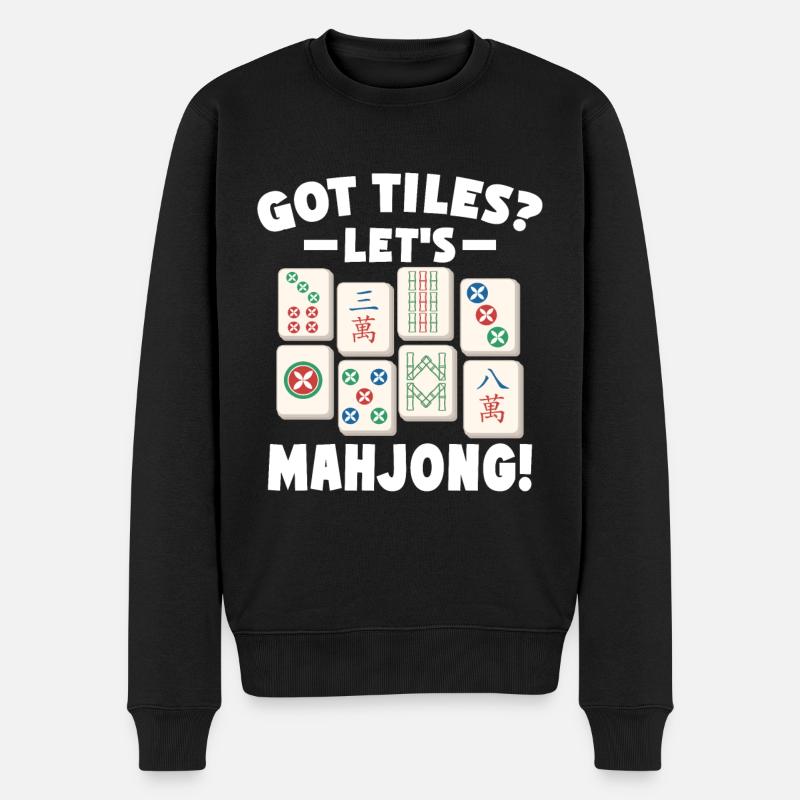 Mahjong Mah Jong Chinesisches Spiel Mah Jongg - Männer Premium Bio Pullover - Schwarz