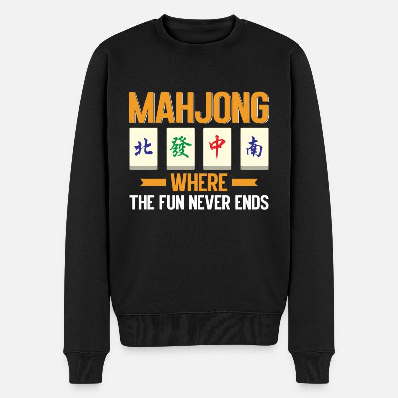 Mahjong Mah Jong Chinesisches Spiel Mah Jongg - Männer Premium Bio Pullover - Schwarz