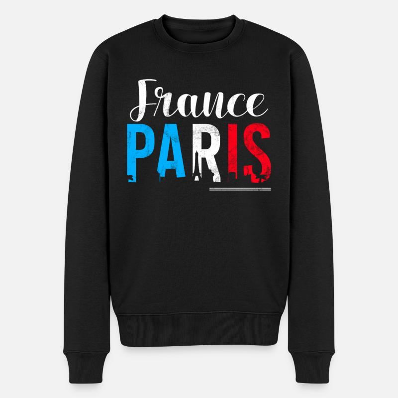 Frankreich Paris Eiffelturm Frankreich Flagge - Männer Premium Bio Pullover - Schwarz