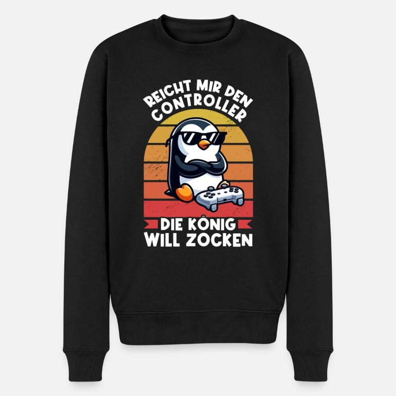 Reicht mir den Controller die Königin will zocken - Männer Premium Bio Pullover - Schwarz