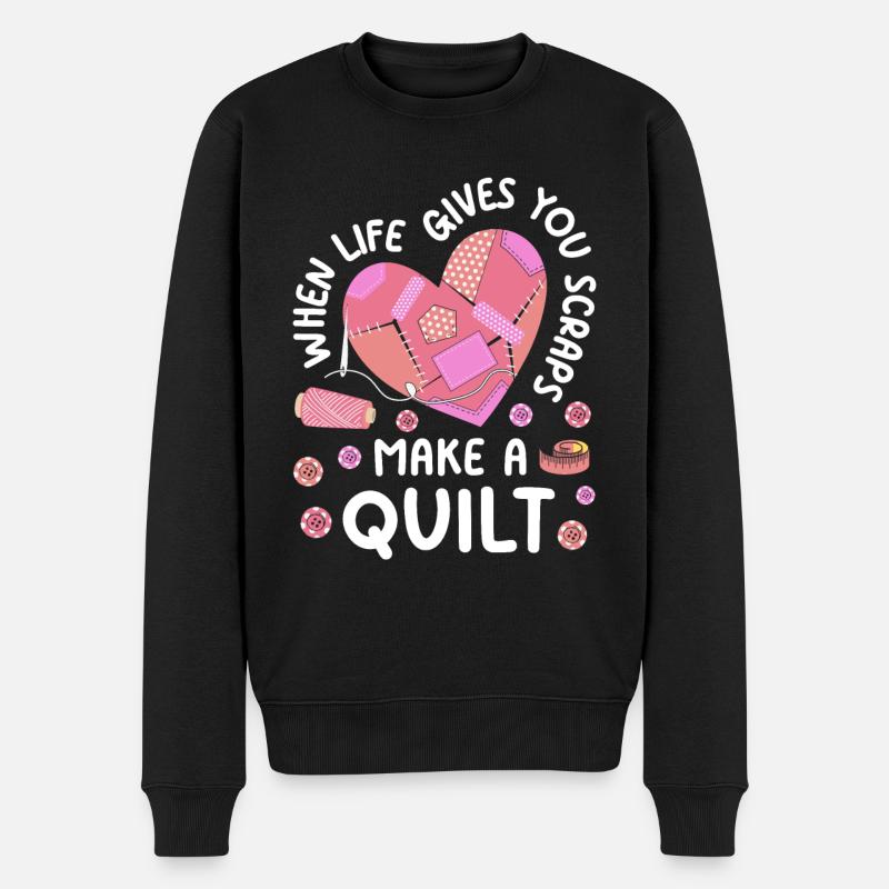 Quilt -Strick -Häkelnähmaschinengewebe - Männer Premium Bio Pullover - Schwarz