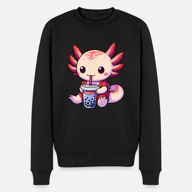 Axolotl Boba Tee Trinken Otaku Anime Liebhaber - Männer Premium Bio Pullover - Schwarz