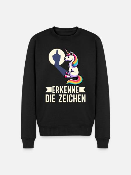 Reconnaître les signes Licorne Ombre Plus Drôle - Pull Premium bio Homme - noir