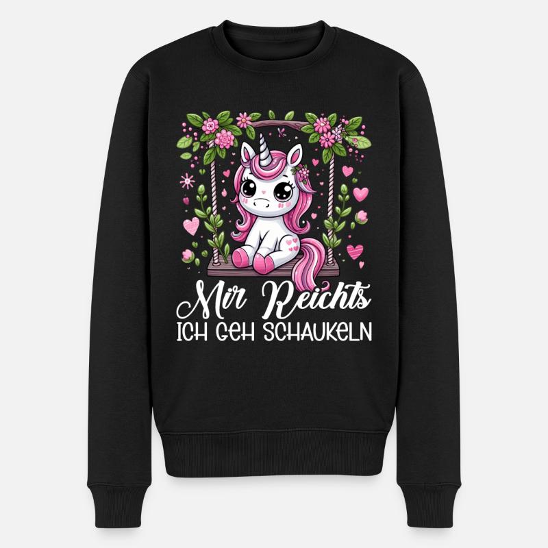 Mir Reichts Ich Geh Schaukeln Lustiges Einhorn - Männer Premium Bio Pullover - Schwarz