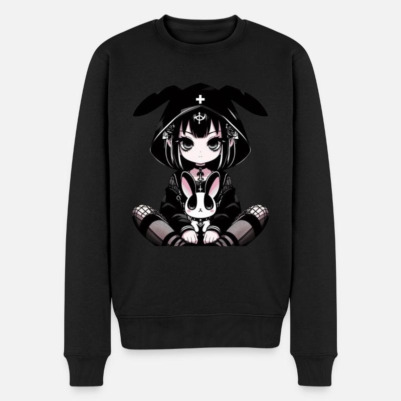 Goth Bunny Anime Girl Kawaii Gothic Gruselige - Männer Premium Bio Pullover - Schwarz