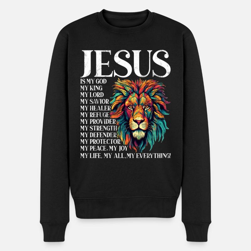 Löwe Des Juda -Glaubens An Christian Christian - Männer Premium Bio Pullover - Schwarz