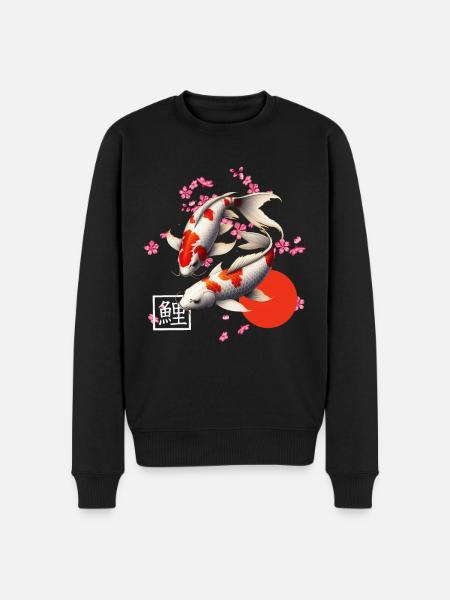 Japanse Koi Karper Nishikigoi Vissen - Mannen Premium Bio sweater - zwart