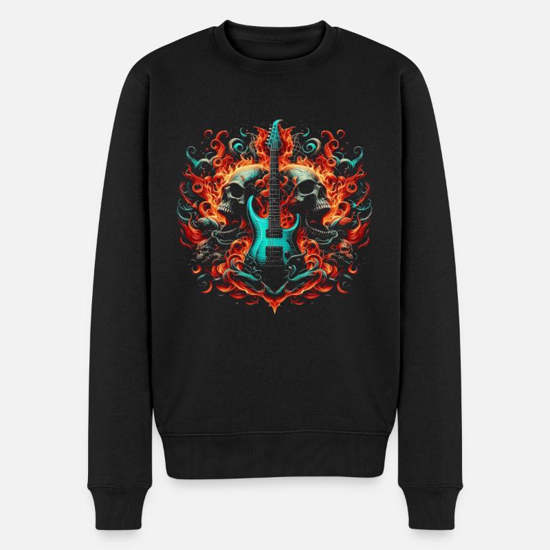Rock N Roll Guitariste Musique Guitariste Skeleton - Pull Premium bio Homme - noir