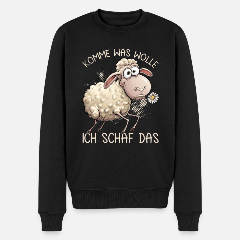 Komme Was Wolle Ich Schaf Das Motivierender - Männer Premium Bio Pullover - Schwarz