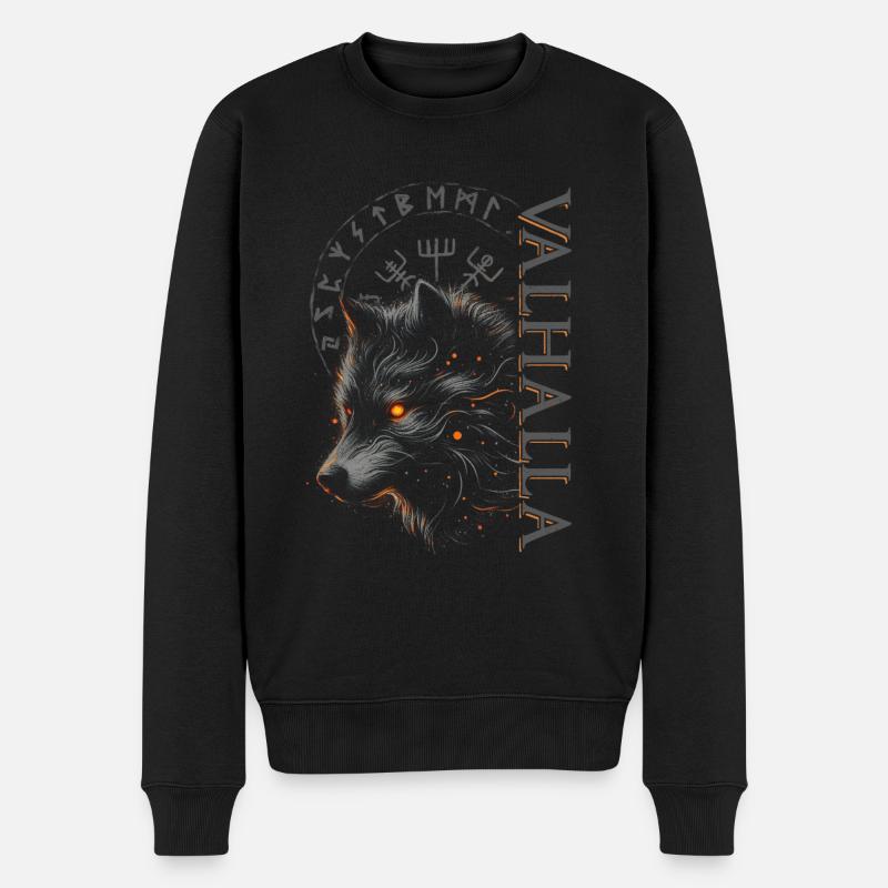 Valhalla Wolf Nordische Götter Nordische Wikinger - Männer Premium Bio Pullover - Schwarz