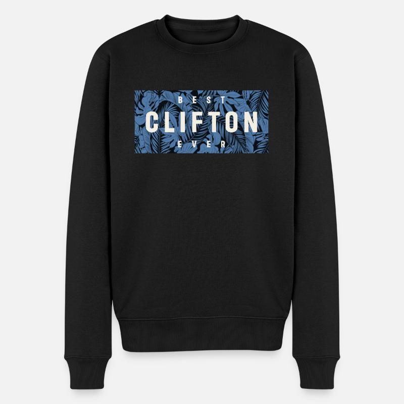 Bester Clifton aller Zeiten Lustiger Name Clifton - Männer Premium Bio Pullover - Schwarz