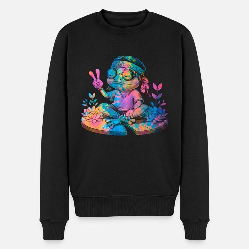 Friedenszeichen Dye Hippie Frog 60s - Männer Premium Bio Pullover - Schwarz