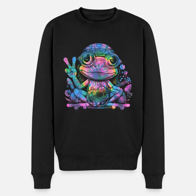 Friedenszeichen Dye Hippie Frog 60s - Männer Premium Bio Pullover - Schwarz