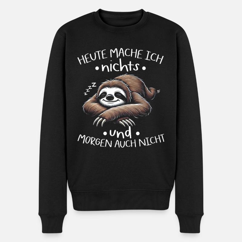 Faultier Fauler Faultierliebhaber Faultiere - Männer Premium Bio Pullover - Schwarz