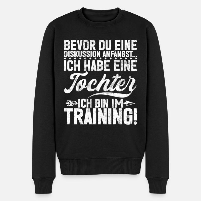 Papa Tochter Vatertag Vaterschaft Elternteil - Männer Premium Bio Pullover - Schwarz