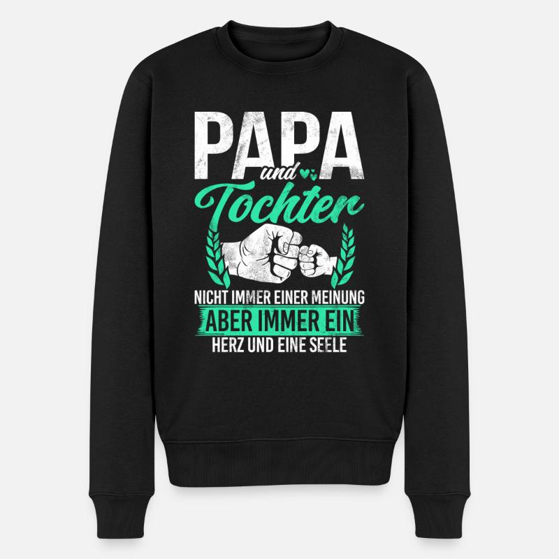 Papa Tochter Vatertag Vaterschaft Elternteil - Männer Premium Bio Pullover - Schwarz