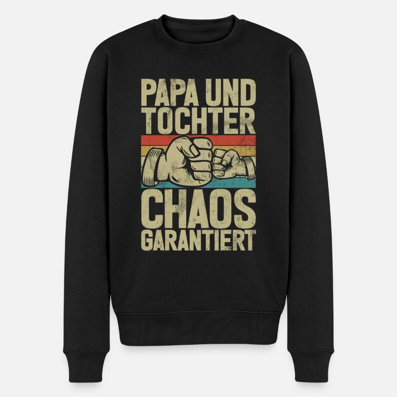 Papa Tochter Vatertag Vaterschaft Elternteil - Männer Premium Bio Pullover - Schwarz