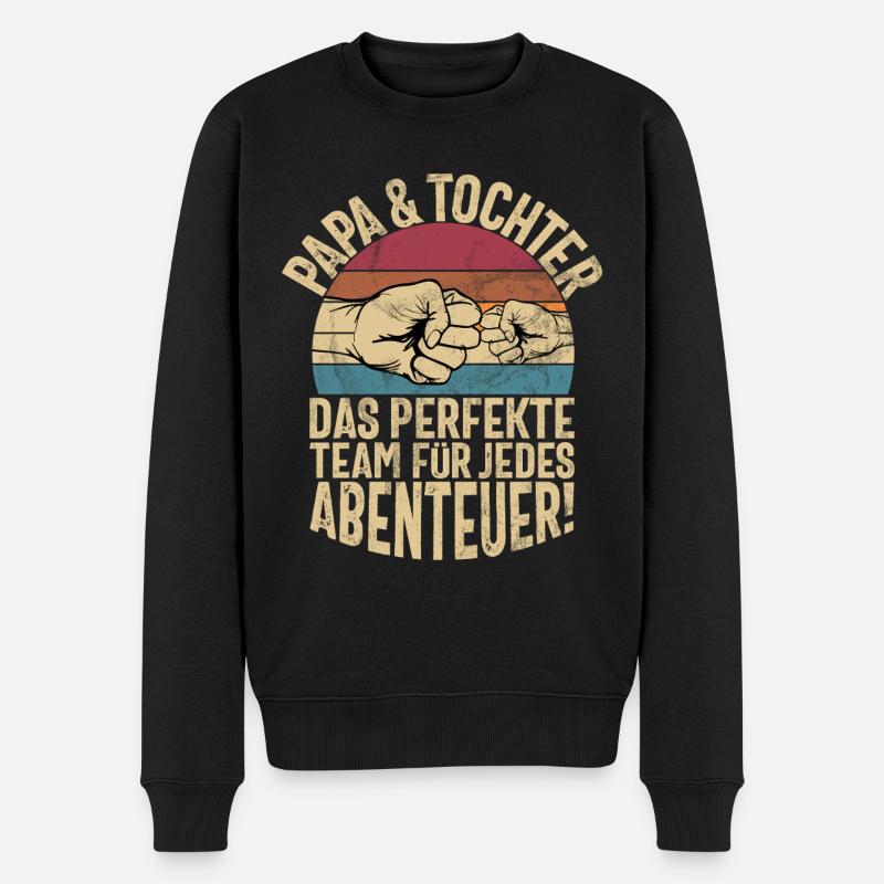 Papa Tochter Vatertag Vaterschaft Elternteil - Männer Premium Bio Pullover - Schwarz