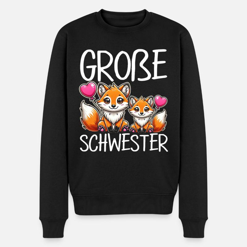 Große Schwester Fuchs Baby Enthüllung - Männer Premium Bio Pullover - Schwarz